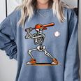 Baseball Skeleton Spooky Boys Halloween Baseball Player Comfort Colors Sweatshirt Denim Baseball Skeleton Spooky Boys Halloween Baseball Player Comfort Colors Sweatshirt Denim