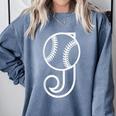 Baseball Sport Player Monogram Cool Initial Letter J Comfort Colors Sweatshirt Denim Baseball Sport Player Monogram Cool Initial Letter J Comfort Colors Sweatshirt Denim