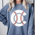Baseball Sport Player Graphic Monogram Initial Letter C Comfort Colors Sweatshirt Denim Baseball Sport Player Graphic Monogram Initial Letter C Comfort Colors Sweatshirt Denim