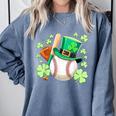 Baseball St Patricks Day Lucky Baseball Player Shamrock Comfort Colors Sweatshirt Denim Baseball St Patricks Day Lucky Baseball Player Shamrock Comfort Colors Sweatshirt Denim
