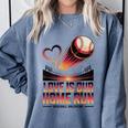 Baseball Valentine Forever On Deck For You Comfort Colors Sweatshirt Denim