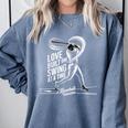 Baseball Valentine Love Built One Swing At A Time Tee Comfort Colors Sweatshirt Denim