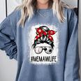 Bleached Memaw Life Soccer Messy Bun Baseball Game Day Comfort Colors Sweatshirt Denim Bleached Memaw Life Soccer Messy Bun Baseball Game Day Comfort Colors Sweatshirt Denim
