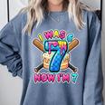 Blue Checkered I Was 6 Now I'm 7 Birthday Cake Baseball Drip Comfort Colors Sweatshirt Denim Blue Checkered I Was 6 Now I'm 7 Birthday Cake Baseball Drip Comfort Colors Sweatshirt Denim