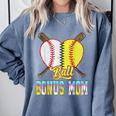 Bonus Mom Of Both Half Baseball Softball Ice Cream Drip Comfort Colors Sweatshirt Denim