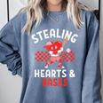 Boys Baseball Valentines Day Stealing Hearts Valentine Kids Comfort Colors Sweatshirt Denim Boys Baseball Valentines Day Stealing Hearts Valentine Kids Comfort Colors Sweatshirt Denim