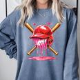 Boys Valentine Day Baseball Helmet Drip Ice-Cream Youth Kids Comfort Colors Sweatshirt Denim