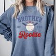 Brother Of Rookie 1st Birthday Baseball Boy Family Matching Comfort Colors Sweatshirt Denim