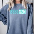 BSBL SZN Baseball Season Game Day Boys Girls Youth Premium Tri-Blend Comfort Colors Sweatshirt Denim