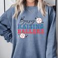 Busy Raising Ballers Retro Groovy Baseball Mom Outfit Comfort Colors Sweatshirt Denim Busy Raising Ballers Retro Groovy Baseball Mom Outfit Comfort Colors Sweatshirt Denim