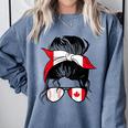 Canadian Baseball Mom Canada Flag Baseball Girl Comfort Colors Sweatshirt Denim