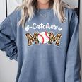 Catcher Mom Baseball Mom Leopard Game Day Comfort Colors Sweatshirt Denim Catcher Mom Baseball Mom Leopard Game Day Comfort Colors Sweatshirt Denim