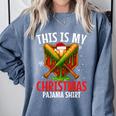 My Christmas Baseball Pajama Helmet Santa Xmas Men Boys Comfort Colors Sweatshirt Denim