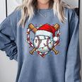 Christmas Baseball Santa Hat For Baseball Players Fans Comfort Colors Sweatshirt Denim Christmas Baseball Santa Hat For Baseball Players Fans Comfort Colors Sweatshirt Denim