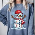 Christmas Baseball Snowman Xmas Pajamas Women Men Boys Comfort Colors Sweatshirt Denim Christmas Baseball Snowman Xmas Pajamas Women Men Boys Comfort Colors Sweatshirt Denim