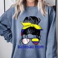 Colombia Baseball Mom Messy Bun Comfort Colors Sweatshirt Denim