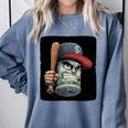 Cool Dollar Bill Guy With Cap And Baseball Costume Premium Tri-Blend Comfort Colors Sweatshirt Denim Cool Dollar Bill Guy With Cap And Baseball Costume Premium Tri-Blend Comfort Colors Sweatshirt Denim
