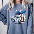 Cool Rabbit Baseball Easter Men Boy Toddler Kid Comfort Colors Sweatshirt Denim