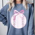 Coquette Baseball Mom Pink Bow Baseball Mama Comfort Colors Sweatshirt Denim Coquette Baseball Mom Pink Bow Baseball Mama Comfort Colors Sweatshirt Denim