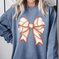Coquette Bow Baseball Mama Baseball Mom Women Comfort Colors Sweatshirt Denim