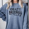 Crazy Baseball Lady Baseball Mom Sporty Humor Comfort Colors Sweatshirt Denim