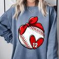 Custom Baseball Mom Number 12 Heart For Mom Mommy Comfort Colors Sweatshirt Denim