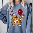 Dabbing Cool Cat Baseball 5th Birthday Comfort Colors Sweatshirt Denim