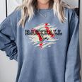 Distressed Baseball Mom Comfort Colors Sweatshirt Denim