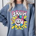 Drip Baseball Boy Youth Kid Ice Cream Dripping Baseball Bruh Comfort Colors Sweatshirt Denim