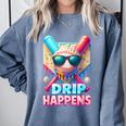 Drip Happens Baseball Ice Cream Bat And Ball With Sunglasses Comfort Colors Sweatshirt Denim