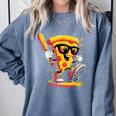 Drippy Pizza Baseball Slice Cartoon Sports Food Comfort Colors Sweatshirt Denim