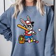 Easter Bunny Baseball Player Batter Rabbit Boys Kids Men Comfort Colors Sweatshirt Denim Easter Bunny Baseball Player Batter Rabbit Boys Kids Men Comfort Colors Sweatshirt Denim