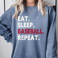 Eat Sleep Baseball Repeat Baseball Player Comfort Colors Sweatshirt Denim