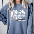 Eat Sleep Baseball Repeat Baseball Player Men Boys Comfort Colors Sweatshirt Denim