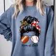 Football Mom Baseball Mom Of Both Messy Bun Mother's Day Premium Tri-Blend Comfort Colors Sweatshirt Denim Football Mom Baseball Mom Of Both Messy Bun Mother's Day Premium Tri-Blend Comfort Colors Sweatshirt Denim