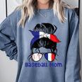 French Baseball Mom France Messy Bun Comfort Colors Sweatshirt Denim French Baseball Mom France Messy Bun Comfort Colors Sweatshirt Denim