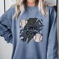 Game Day Baseball Retro Checkered Baseball Comfort Colors Sweatshirt Denim