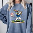 Goat Baseball Player With Bat And Ball Drip Animal Sports Comfort Colors Sweatshirt Denim Goat Baseball Player With Bat And Ball Drip Animal Sports Comfort Colors Sweatshirt Denim