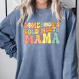 Groovy Somebody's Loud Mouth Mama Baseball Mom Mother's Day Comfort Colors Sweatshirt Denim