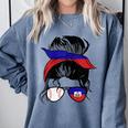 Haitian Baseball Mom Haiti Flag Baseball Girl Comfort Colors Sweatshirt Denim Haitian Baseball Mom Haiti Flag Baseball Girl Comfort Colors Sweatshirt Denim