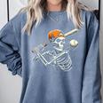 Halloween Boys Batting Skeleton Baseball Comfort Colors Sweatshirt Denim Halloween Boys Batting Skeleton Baseball Comfort Colors Sweatshirt Denim