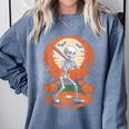 Halloween Skeleton Baseball Player Costume Men Boys Kids Comfort Colors Sweatshirt Denim