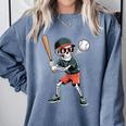Halloween Skeleton Playing Baseball 67 Six Seven Meme Comfort Colors Sweatshirt Denim Halloween Skeleton Playing Baseball 67 Six Seven Meme Comfort Colors Sweatshirt Denim
