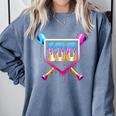 Happy 100 Days Of School Baseball Drip 100th Day Of School Comfort Colors Sweatshirt Denim Happy 100 Days Of School Baseball Drip 100th Day Of School Comfort Colors Sweatshirt Denim