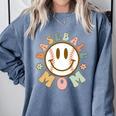 Happy Baseball Mom Groovy Retro Floral Smiling Face Comfort Colors Sweatshirt Denim Happy Baseball Mom Groovy Retro Floral Smiling Face Comfort Colors Sweatshirt Denim
