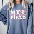 My Heart Is On That Court Baseball Mom Comfort Colors Sweatshirt Denim
