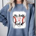 My Heart Is On That Field Baseball Mom Momm Comfort Colors Sweatshirt Denim