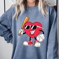 Heart Play Baseball Valentine's Day Teens Boys Girls Kids Comfort Colors Sweatshirt Denim Heart Play Baseball Valentine's Day Teens Boys Girls Kids Comfort Colors Sweatshirt Denim