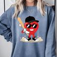Heart Playing Baseball Valentine Baseball Comfort Colors Sweatshirt Denim Heart Playing Baseball Valentine Baseball Comfort Colors Sweatshirt Denim