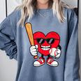Heart Playing Baseball Valentines Day Comfort Colors Sweatshirt Denim Heart Playing Baseball Valentines Day Comfort Colors Sweatshirt Denim